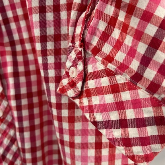 IZOD Red Pink Gingham button down shirt size XXL picnic vacation preppy - Picture 3 of 12